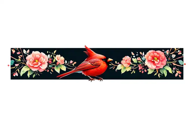 Cardinal With Flowers