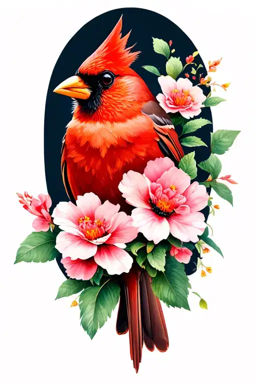 Cardinal With Flowers