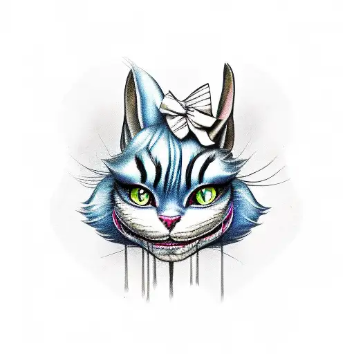 Alice In Wonderland With Black Eyes Holding The Cheshire Cat