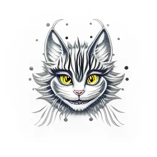 Alice With Black Eyes Holding The Cheshire Cat