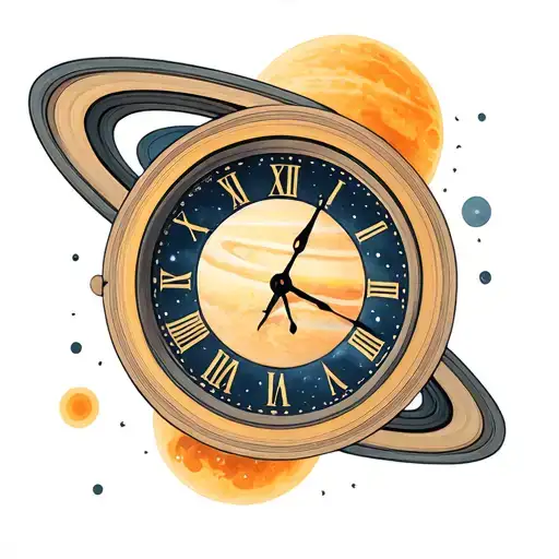 Saturn And A Clock Face