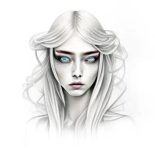 Beautiful Girl With Weeping Willow Hair