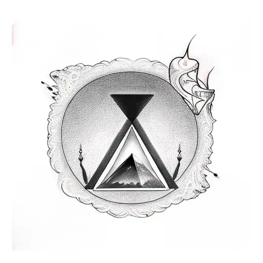 Hourglass With Bleeding Heart Inside The Top Half And Pyramid In Bottom