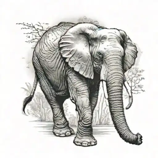 Male Elephant With Coordinates And Dates As Wrinkles In Skin