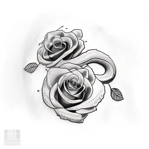 Snake On Side Of Arm With Roses Attached On Front Arm