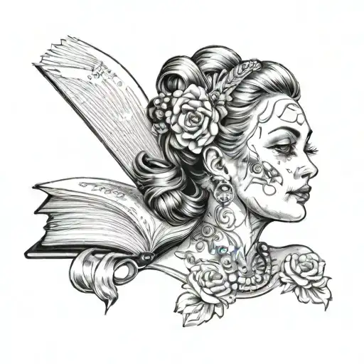 Head Of Polish Tattoo Girl Reading Book