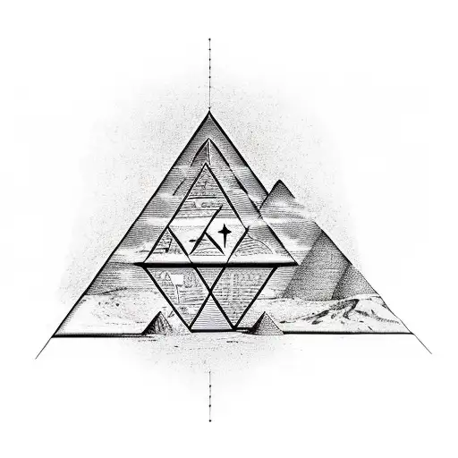 An Abstract Representation Of An Ancient Egyptian Pyramid With Musical Notes Floating Around It