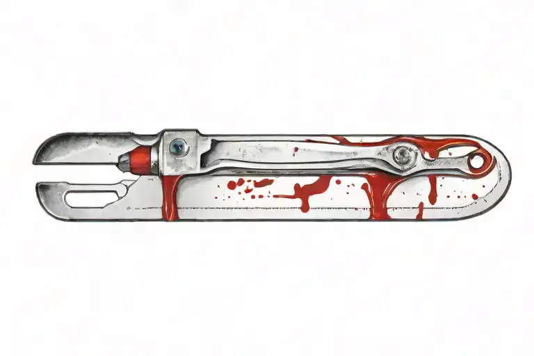 Medical Scalpel With Blood Dripping Downwards
