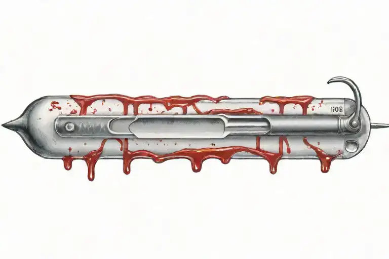 Medical Scalpel With Blood Dripping Downwards