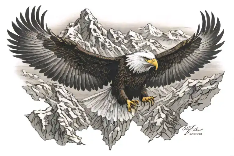 Eagle Flying Mountai Back Ground