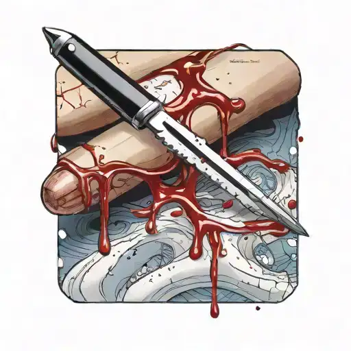 Medical Scalpel With Blood Dripping From Its