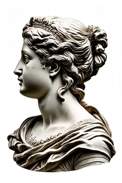 Greco Roman Beautiful Women Bust Sculpture Head Profile Holding