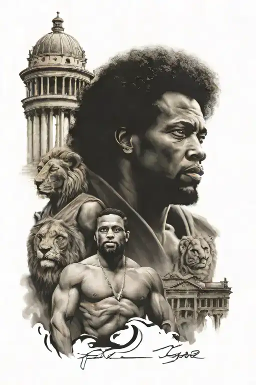 Ceaser Portrait With Lion And Coliseum Ronnie Lott