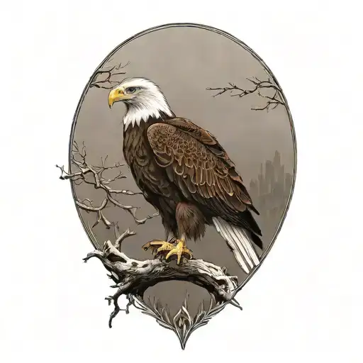 Eagle Perched With No Outline