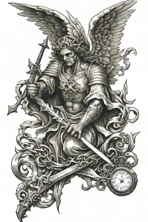 Angel Breaking Pitchfork Mideval No Shading