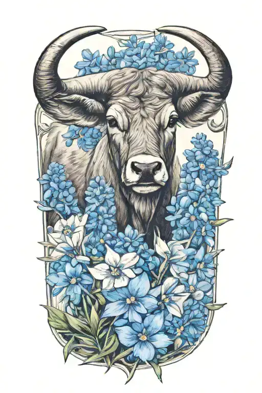 Long Horn And Blue Bonnets