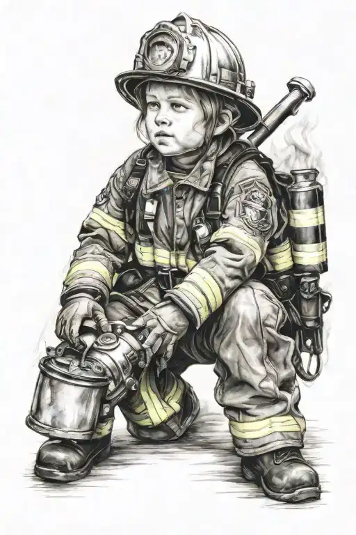 Fire Fighter Little Girl Wearing