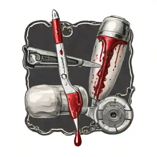 Medical Scalpel With Blood Dripping From Its