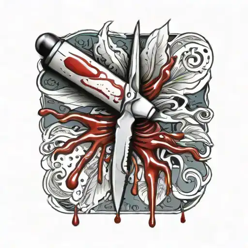 Medical Scalpel With Blood Dripping From Its