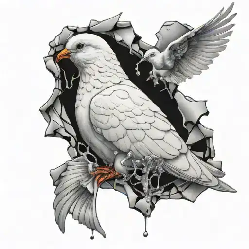 White Dove Coming Out Of Broken Glass