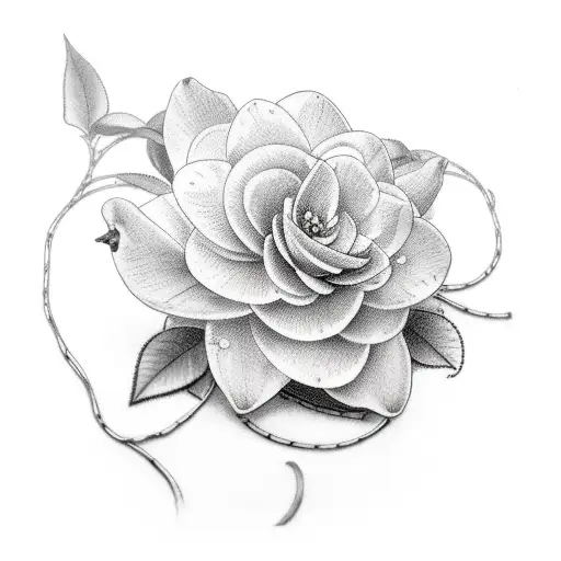 Camellia Flowers On A Long Vine