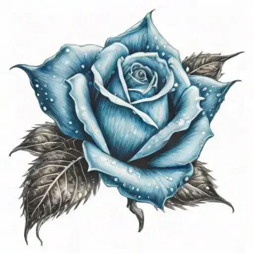 Blue Rose With One Raindrop