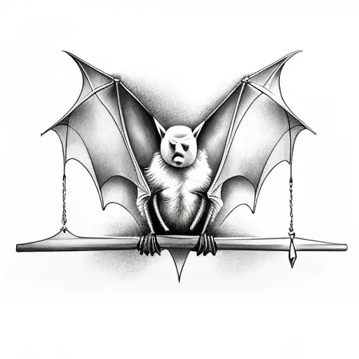 Full Bat Hanging With Wings