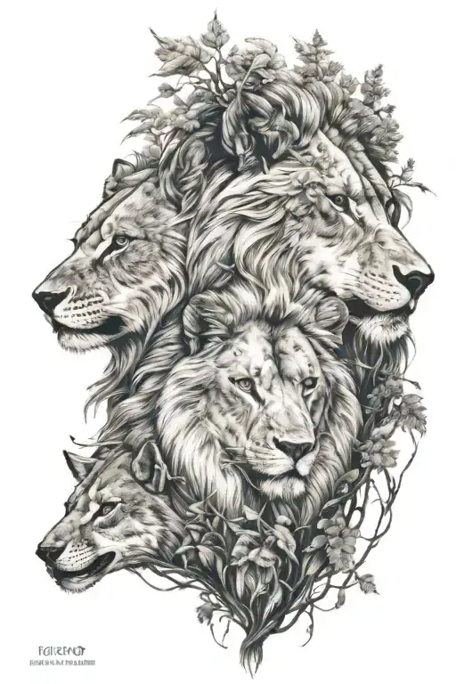 Lion And Wolf In The Forest