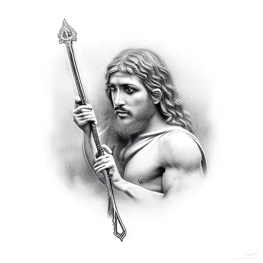 St John The Baptist Holding His Staff In Front Of Him Like A Sword