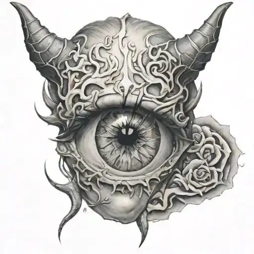 Demon Girl With White Eye Holding Her Face