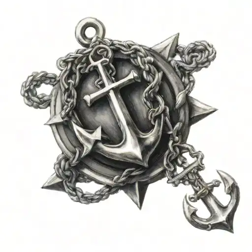 Anchor With Rosary Beads Intertwined