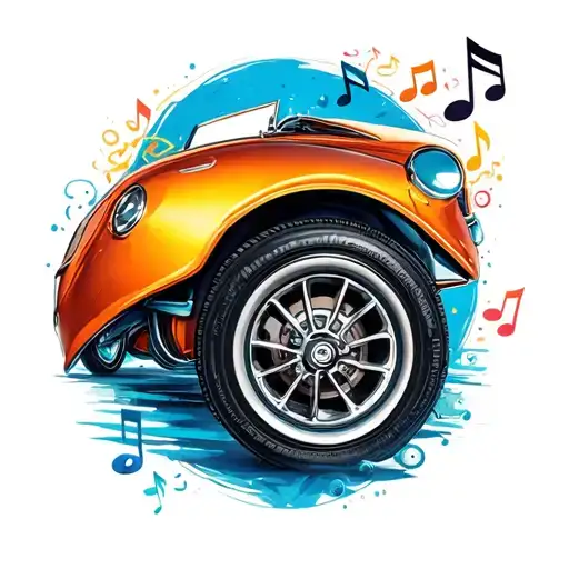 Car Turbo Part And Music Note