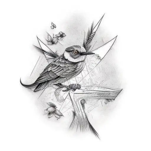 Cross With Script And Bird Infused