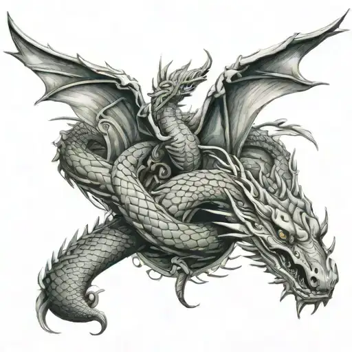 Snake And Dragon Flying