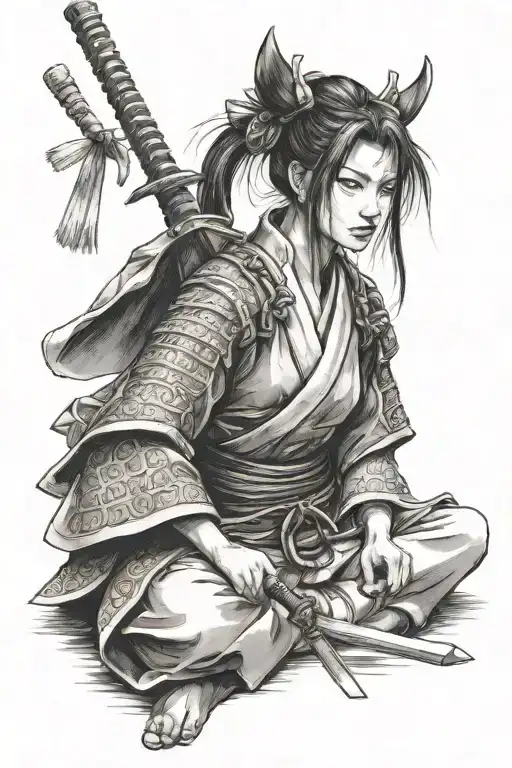 Samurai Girl Sitting