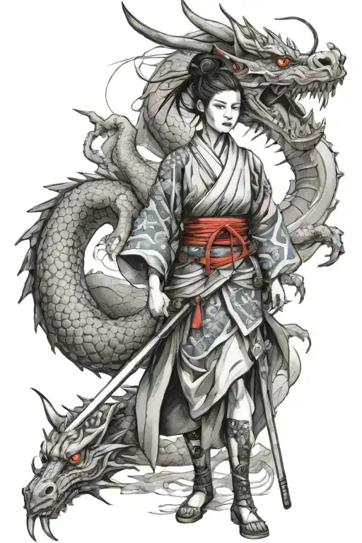 Samurai Girl With A Dragon Japan