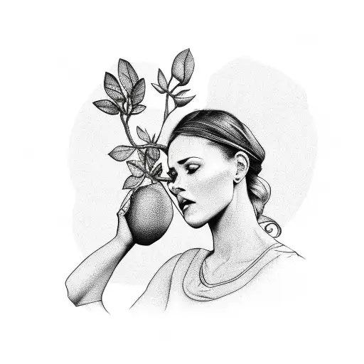 Woman Picking A Fruit From A Tree