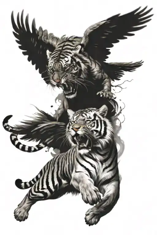 Tiger Fight With A Griffin