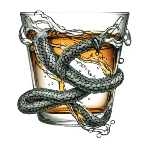 Snake Dripping Venom Into Whiskey Glass Filled