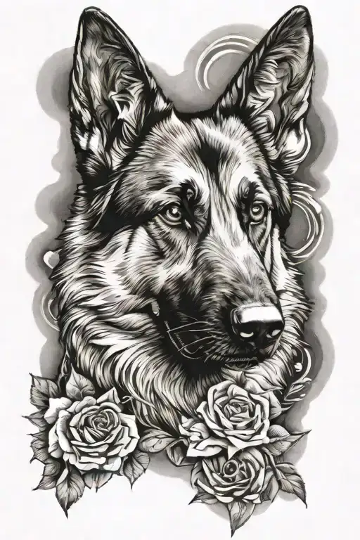 Sleeve Tattoo Design Of German Shepherd Dog Wearing