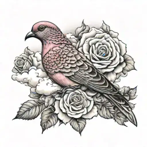 Rose Dove Clouds In The Background