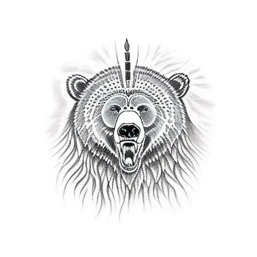 Native American Themed Grizzly Bear