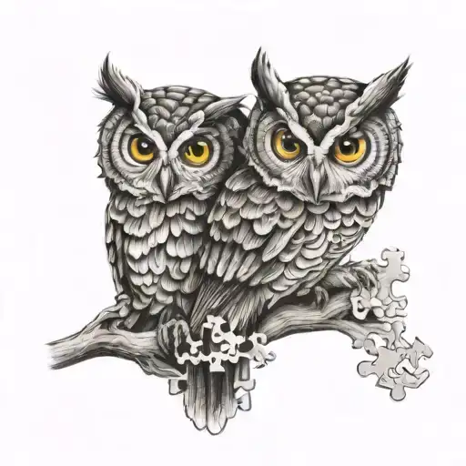 Perched Owl With Missing Puzzle Piece