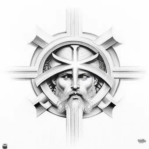 Christian Cross With God Zeus Inside