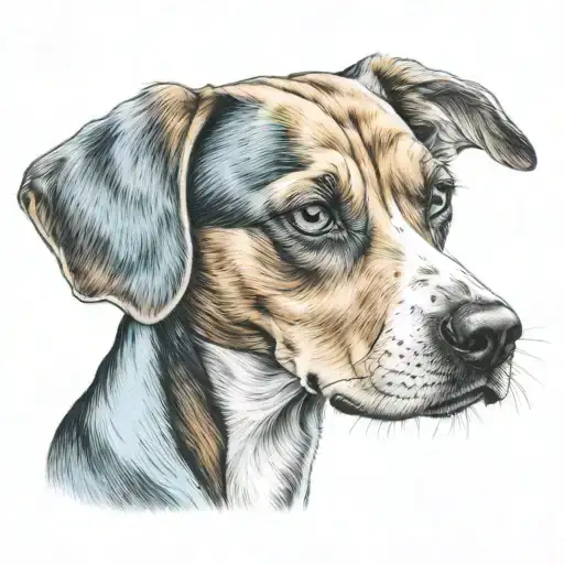 Color Beagle Bust With Ice Blue Eyes Staring