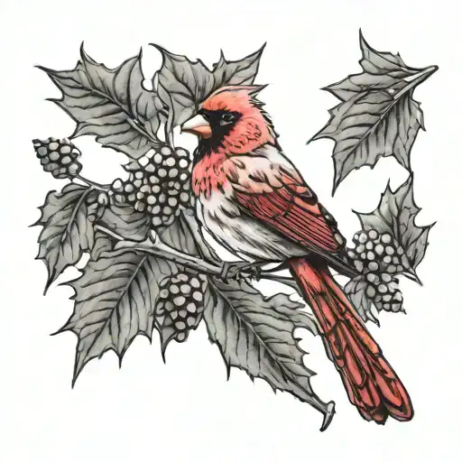 Black And Grey Criw With Red Cardinal On Branches With Mapleleafs