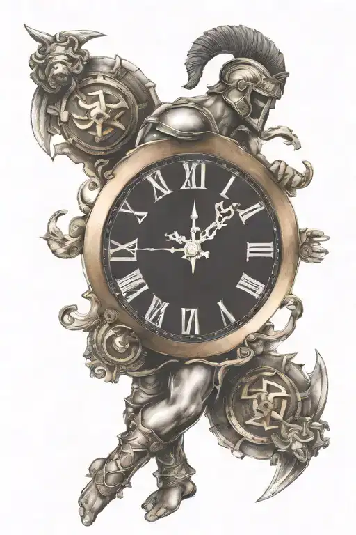 Roman Gladiator Clock Face Polka Cards Forming