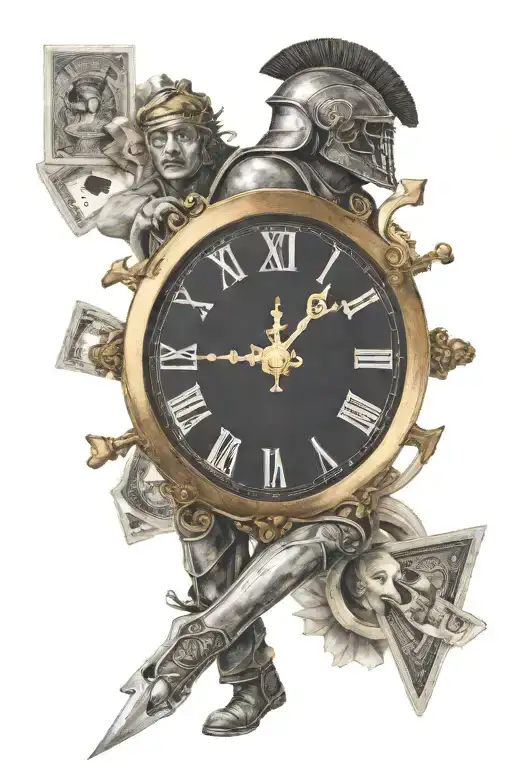 Roman Soldier Clock Hands Playing Cards