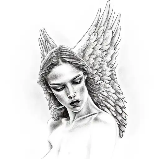 Nude Sexy Girl Angel In Love With Male Fallen Angel