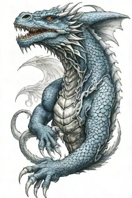 Blue European Dragon With Muscles